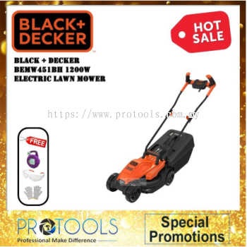 BLACK & DECKER Lawn Mower with Bike Handle [Free 2 Items] BEMW451BH - 1 year warranty