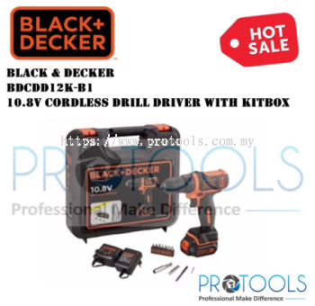 BDCDD12K-B1 BLACK & DECKER 10.8V CORDLESS DRILL DRIVER WITH KITBOX