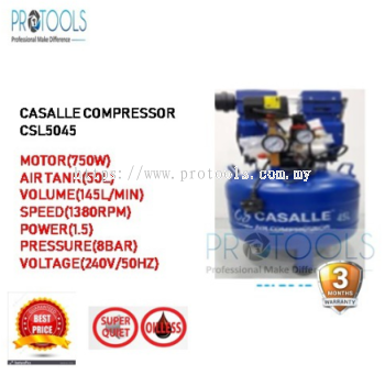 CASALLE AIR COMPRESSOR CSL5045 - OILESS - SILENT COMPRESSOR - 3 MONTH WARRANTY