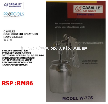 CASALLE HIGH PRESSURE SPRAY GUN W77S- 1000CC/2.0MM