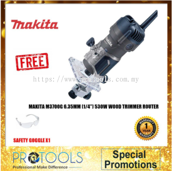 MAKITA M3700B 6.35MM (1/4") 530W MAKITA WOOD TRIMMER 12 MONTH WARRANTY