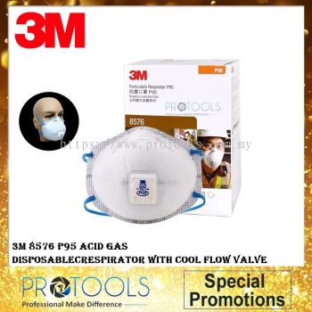 3M 8576 P95 Acid Gas Disposable Respirator With Cool Flow Valve