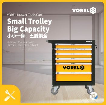 VOREL YT-58540 6 DRAWERS TOOL CART WITH 177PCS TOOLS