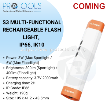 COMING S3 MULTI-FUNCTIONAL RECHARGEABLE FLASH LIGHT | IP66 | IK10