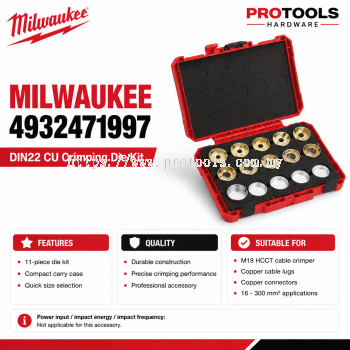 DIN22 CU Crimping Die Kit For M18 HCCT (11pcs) 16, 25, 35, 50, 70, 95, 120, 150, 185, 240 & 300 mm