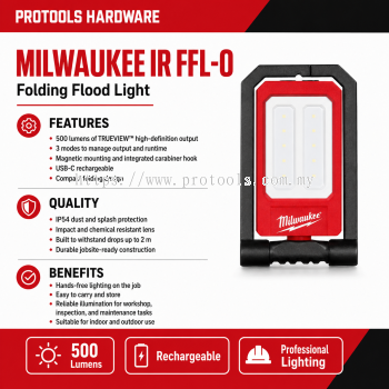 Internal Rechargeable 500 Max Lumens Folding Flood Light