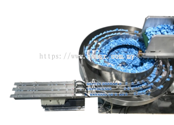 BLUE BOTTLE CAP VIBRATORY BOWL FEEDERS WITH THREE TRACKS