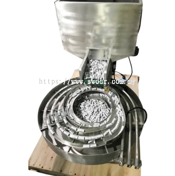 WHITE BOTTLE CAP VIBRATORY BOWL FEEDERS WITH THREE TRACKS