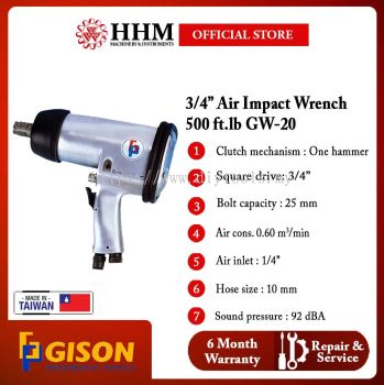 GISON 3/4�� Air Impact Wrench (500 ft.lb) GW-20