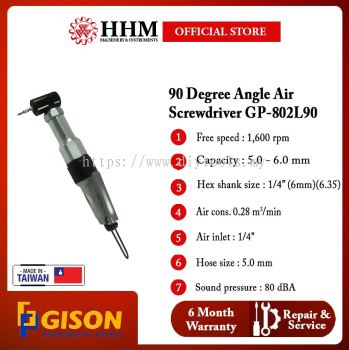 GISON 90 Degree Angle Air Screwdriver 1,600 RPM (GP-802L90)