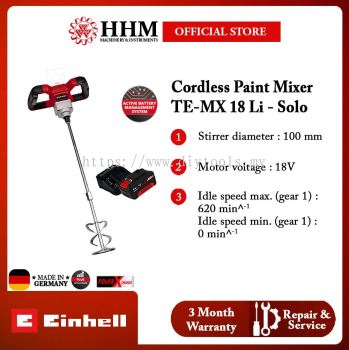 EINHELL Cordless Paint/Mortar Mixer TE-MX 18 Li - Solo (With 3 Ah 18 V Battery & Charger)