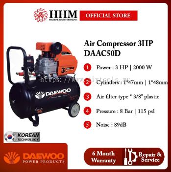 DAEWOO Air Compressor 3HP / 50 Liter (DAAC50D)