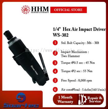 [CLEAR STOCK] SOARTEC 1/4" Hex Air Impact Driver Two Hammer Mechanism (WS-302)