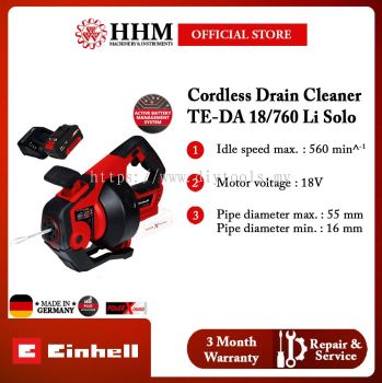 EINHELL Cordless Drain Cleaner (TE-DA 18/760 Li Solo) - 4514160