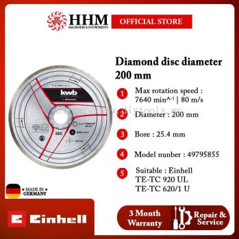 [Spare Part Accessories] EINHELL Diamond Cutting Wheel (200 x 25.4mm) - 49795855