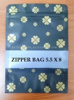 KRAFT ZIPPER PAPER BAG (BLACK & GOLD) (5.5X8)