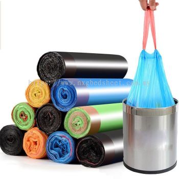 N-0003Portable thickened garbage bag with drawstring to close kitchen garbage disposable large plastic bagӺʽտڳ - RM0.80 / 15pcs 1roll)
