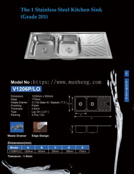 THE 1 S/STEEL KITCHEN SINK (V1206P/LO)