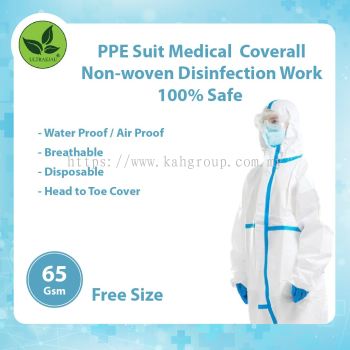 65Gsm PPE Full Suit Medical  Coverall Non-woven Disinfection Work @ 100% Safe 