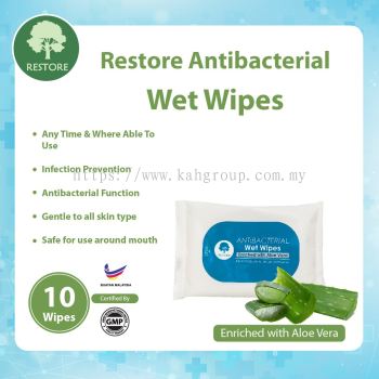 Restore Antibacterial Wet Wipes @ Enriched with Aloe Vera