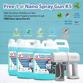 Purchase 4 of 5 Litre Instant Hygiene Sanitizer @ FREE 1 Wireless Nano Spray Gun K5