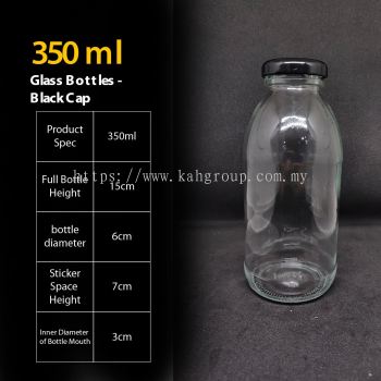350ml Glass Bottle - Black Cap 