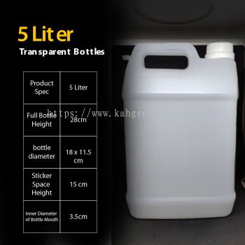 5 liter Plastic Transparent Bottle