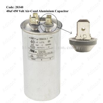 Code: 20340 40 uf 450 Volt Air-Cond Aluminium Capacitor
