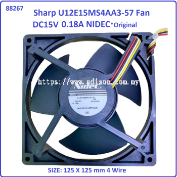 Code: 88267 SHARP SJ-404E-SL / SJ-364E-SL Refrigerator Fan  U12E15MS4AA3-57  DC15V 0.18A Original