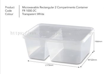 1000DS - 2 Compartment Rectangle Container with Lid