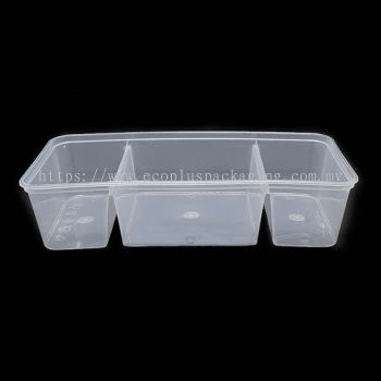 1300TC - 3 Compartment Rectangle Container with Lid