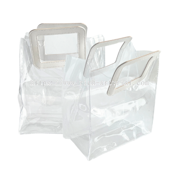 PVC Clear Bag w RC White PU leather (10PCS/LOT) - Rich Art Print & Pack Sdn Bhd