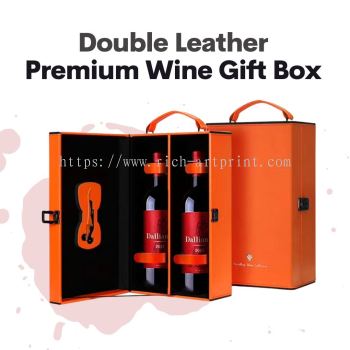 Premium PU Leather Wine Storage Box-Double Bottle Wine Compartment