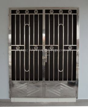 Stainless Steel 2 swing Door Grille 2叶白钢掩门