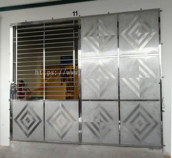 Stainless Steel 2 swing Door Grille 2叶白钢掩门