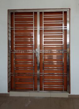 Stainless Steel 2 swing Door Grille 2叶白钢掩门