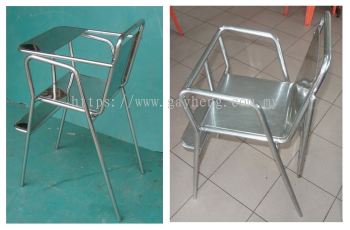 Stainless Steel Babychair with flippable front panel 白钢宝宝餐桌椅(活动前面板)