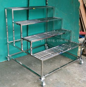 Stainless Steel 4 Tier Flower Rack 白钢4层花架