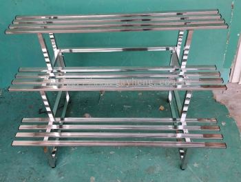 Stainless Steel 3 Tier Flower Rack 白钢3层花架