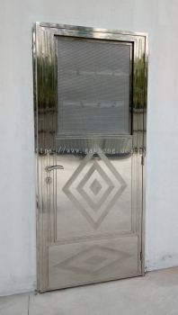 Stainless Steel Double Open Single Door Grille 白钢单叶双开掩门