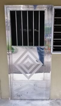 Stainless Steel Double Open Single Door Grille 白钢单叶双开掩门