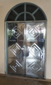 Stainless Steel 2 Swing Door Grille 2叶白钢掩门