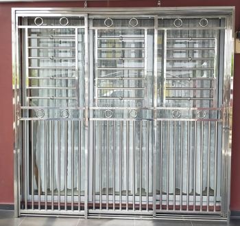 Stainless Steel 3 Sliding Door Grille 3叶白钢趟门