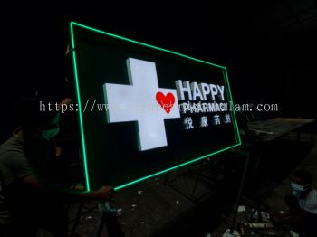 Signboard Farmasi, 3D Led Signboard With Led Neon Light