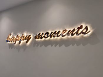 Happy Moments 3D Box Up Stainless Steel Led Backlit Signage
