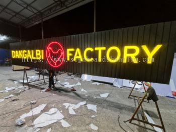 Signboard Dakgalbi Factory, 3D Led Frontlit Signboard, Led Neon Light U Channel