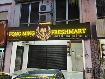 Fong Ming Rawang  Stainless Steel Gold Mirror 3D led backlit