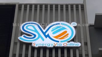 SYNERGY VIA ONLINE OUTDOOR BUILDING 3D LED FRONTLIT CONCEAL LOGO AT KUALA LUMPUR 