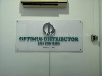 OPTIMUS DISTRIBUTOR INDOOR ACRYLIC POSTER FRAME WITH 3D LED FRONTLIT LOGO & 3D LETTERING SIGNAGE