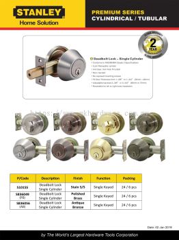 PREMIUM SERIES DEADBOLT SINGLE CYLINDER